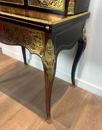 Bureau Bonheur Du Jour En Marqueterie Boulle d'Epoque Napoléon III
