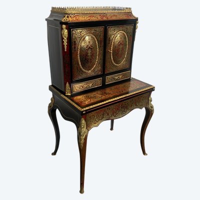 Bureau Bonheur Du Jour En Marqueterie Boulle d'Epoque Napoléon III