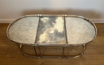 Table Basse De Style Néoclassique En Métal Argenté Dans Le Goût De La Maison Jansen