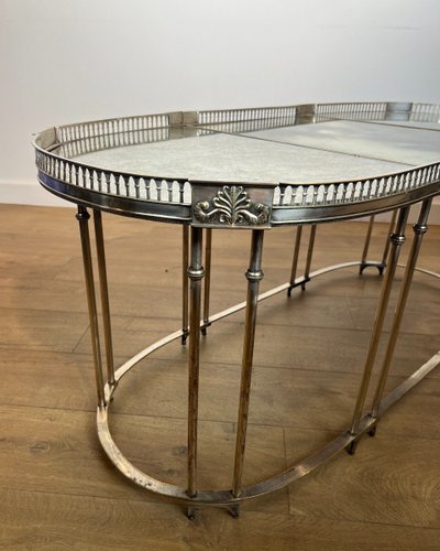 Table Basse De Style Néoclassique En Métal Argenté Dans Le Goût De La Maison Jansen