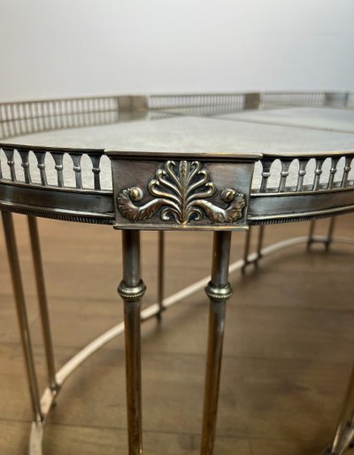 Table Basse De Style Néoclassique En Métal Argenté Dans Le Goût De La Maison Jansen