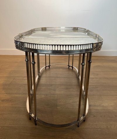 Table Basse De Style Néoclassique En Métal Argenté Dans Le Goût De La Maison Jansen