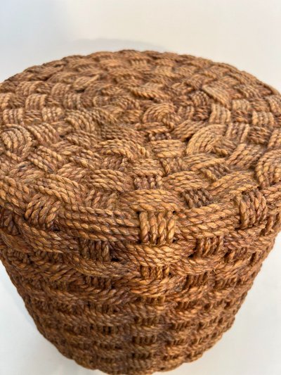 Pair of rope stools with round wooden legs. French work in the style of Adrien.
