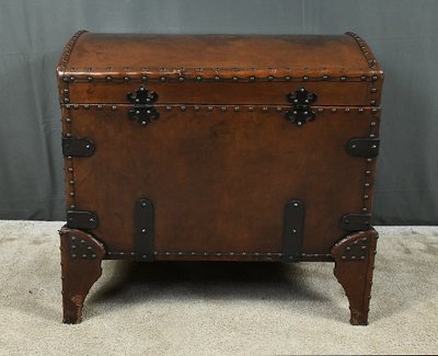 Importante baule in pelle borchiata - 1950