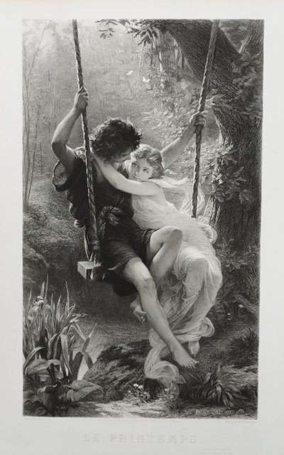 Mythological Etching Spring By Amedee Varin After Pierre Auguste Cot Neoclassical Engraving 