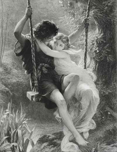 Mythological Etching Spring By Amedee Varin After Pierre Auguste Cot Neoclassical Engraving 