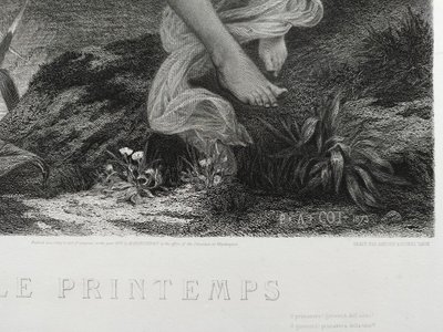 Mythological Etching Spring By Amedee Varin After Pierre Auguste Cot Neoclassical Engraving 