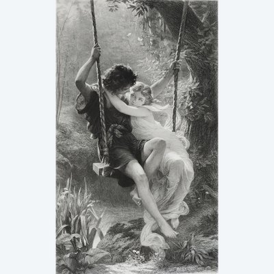 Mythological Etching Spring By Amedee Varin After Pierre Auguste Cot Neoclassical Engraving 