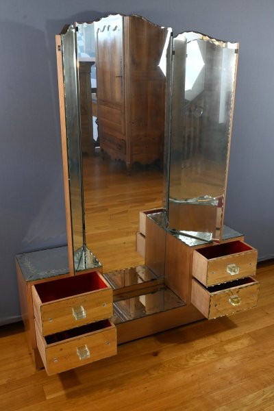 Glazed Dressing Table in Fruitwood - 1950