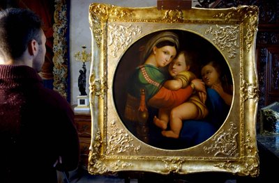 Großes Tondo: Madonna della Seggiola nach Raffael