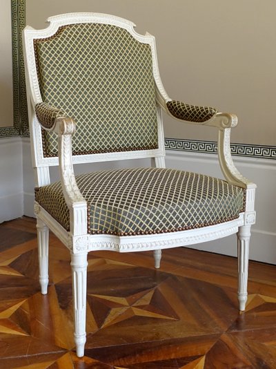 Fauteuil de bureau d'époque Louis XVI recouvert de crin de cheval attribué à Claude Séné