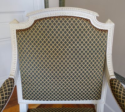 Fauteuil de bureau d'époque Louis XVI recouvert de crin de cheval attribué à Claude Séné