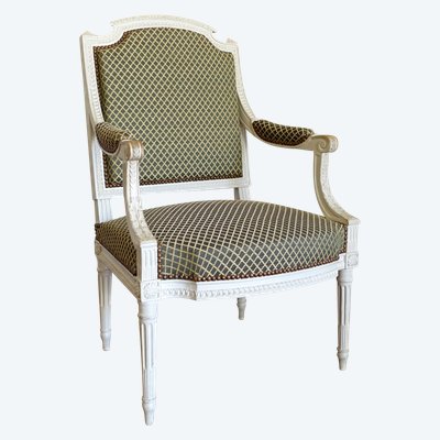 Fauteuil de bureau d'époque Louis XVI recouvert de crin de cheval attribué à Claude Séné