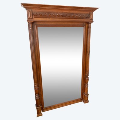 Important Miroir Biseauté XIXème Style Henri II En Bois Massif -  96cm X 150cm