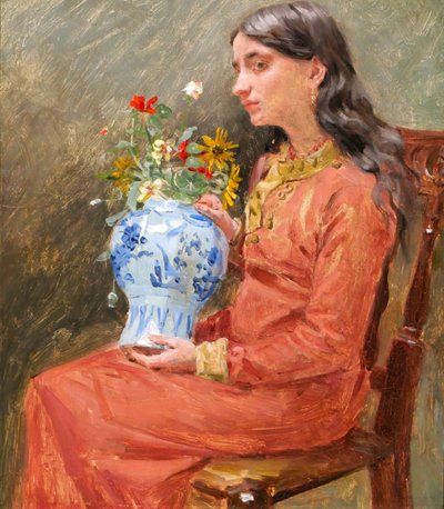 Jean Joseph WEERTS 1846-1927 Rêverie sur la beauté, portrait de jeune femme, tableau impressionnisme