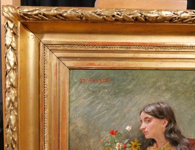 Jean Joseph WEERTS 1846-1927 Rêverie sur la beauté, portrait de jeune femme, tableau impressionnisme