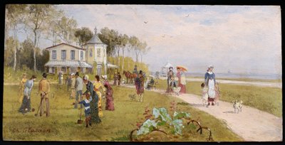 Charles GLASSON (attivo intorno al 1900) Buona società sulla costa della Normandia