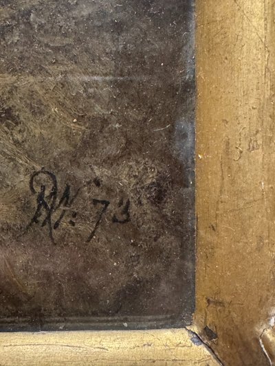 Ecole Impressionniste Du XIXème Siècle - Portrait De Chien, 1873 - Monogramme