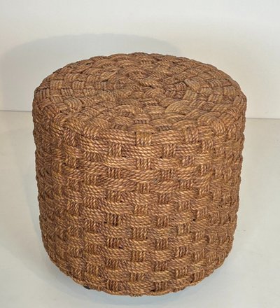 Tabouret En Corde Et Pieds Ronds En Bois d'Audoux Minet