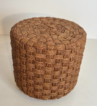Tabouret En Corde Et Pieds Ronds En Bois d'Audoux Minet