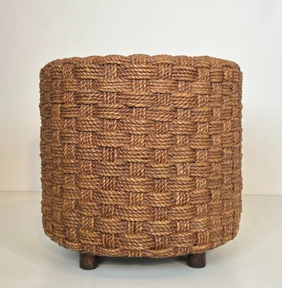 Tabouret En Corde Et Pieds Ronds En Bois d'Audoux Minet