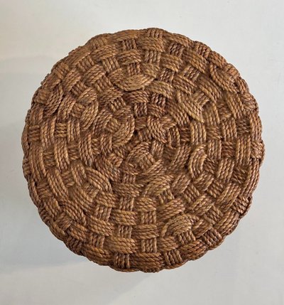 Tabouret En Corde Et Pieds Ronds En Bois d'Audoux Minet