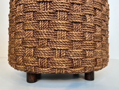 Tabouret En Corde Et Pieds Ronds En Bois d'Audoux Minet