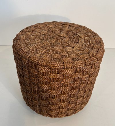 Tabouret En Corde Et Pieds Ronds En Bois d'Audoux Minet