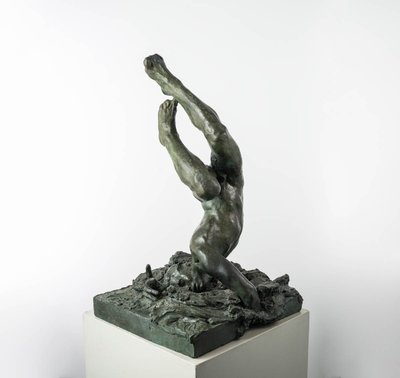 Männlicher Akt - Bronzeskulptur - Ikarus