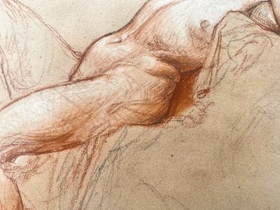 Nu féminin alangui  - dessin aux trois crayons