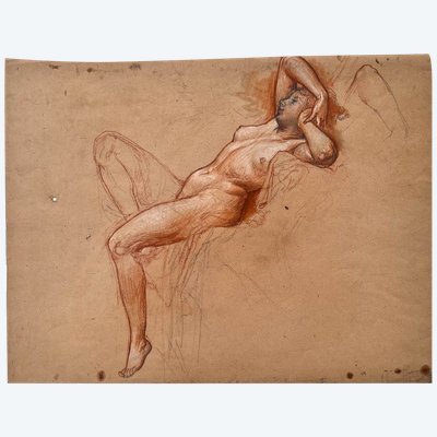 Nu féminin alangui  - dessin aux trois crayons