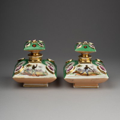 Pair of Paris Porcelain Perfume Bottles, 19th Century