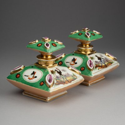 Pair of Paris Porcelain Perfume Bottles, 19th Century
