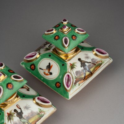 Pair of Paris Porcelain Perfume Bottles, 19th Century