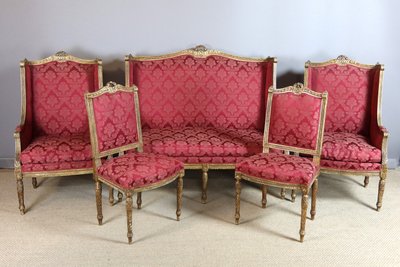 Salon en bois doré style Louis XVI