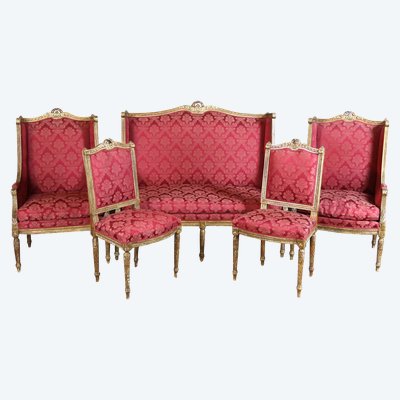 Salon en bois doré style Louis XVI