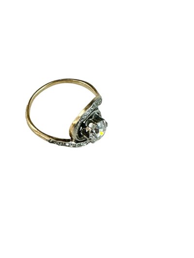 Bague art Nouveau Tourbillon En Or, Platine Et Diamant 