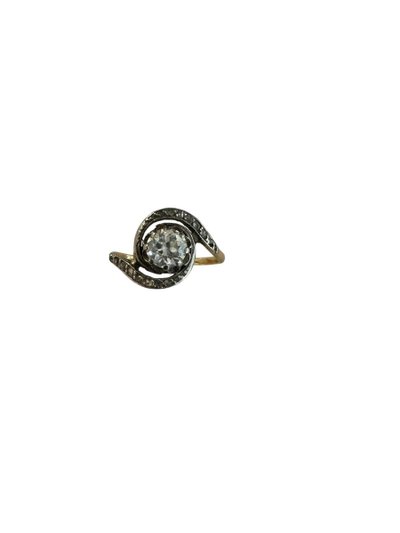 Bague art Nouveau Tourbillon En Or, Platine Et Diamant 