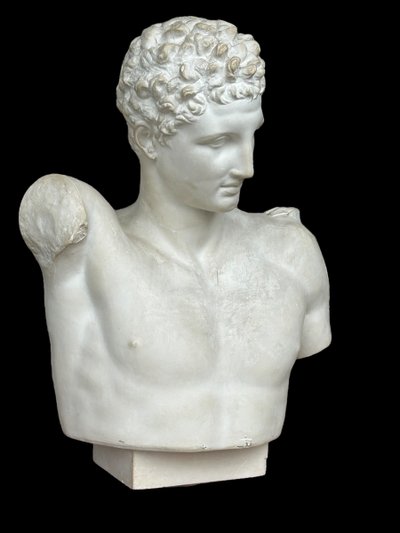 Importantissimo Busto Antico Di Hermes Secondo Prassitele - Gesso Del XX Secolo H 75 cm