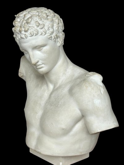 Importantissimo Busto Antico Di Hermes Secondo Prassitele - Gesso Del XX Secolo H 75 cm