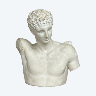 Importantissimo Busto Antico Di Hermes Secondo Prassitele - Gesso Del XX Secolo H 75 cm