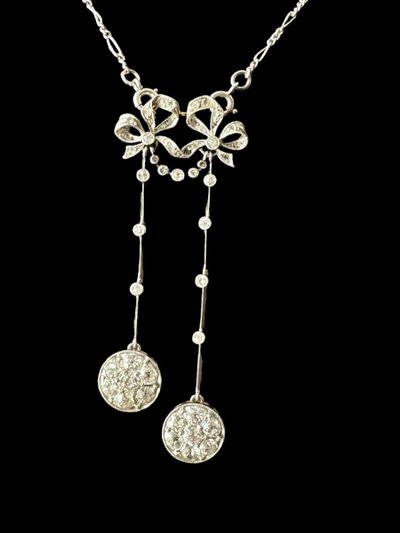 Collier Art Déco Dit Négligé En Or, Platine Et Diamants