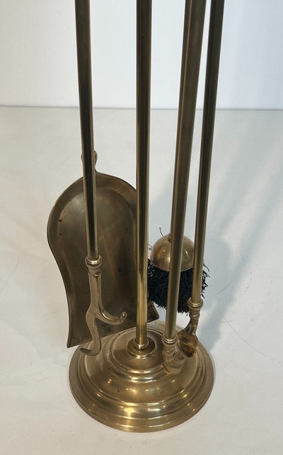 Nécessaire De Feu En Laiton De Style Néoclassique Aux Pommes De Pin. French work