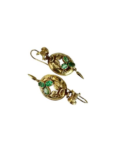 Paire De Pendants d'Oreilles En Or Et émeraudes Napoléon III