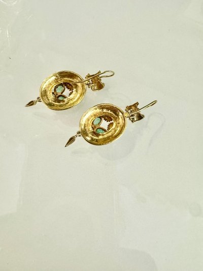 Paire De Pendants d'Oreilles En Or Et émeraudes Napoléon III