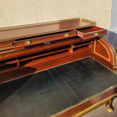 Attribué à H Dasson, Bureau à Cylindre En Acajou,  XIXème Siècle