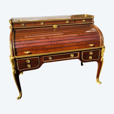 Attribué à H Dasson, Bureau à Cylindre En Acajou,  XIXème Siècle