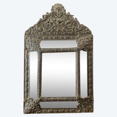 Beau miroir à pareclose, XIXeme siècle 