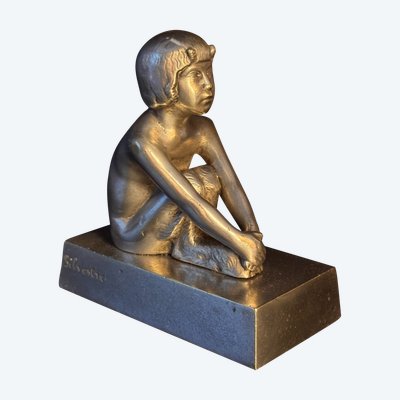 Paul Silvestre. Sculpture ArtDeco "Jeune faunesse" en bronze argenté