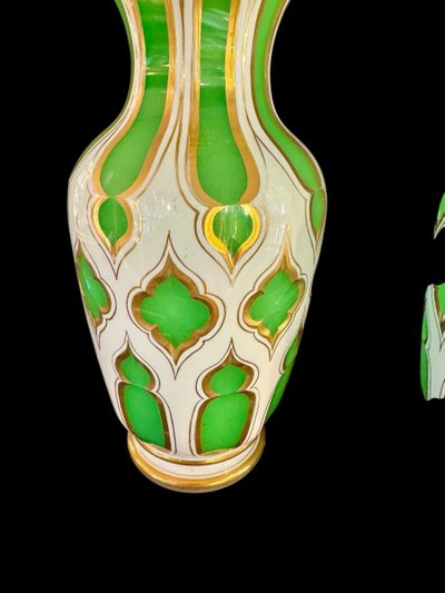 Pair of Opaline Overlay Vases